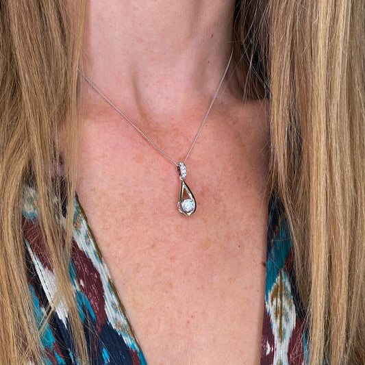 Silver CZ Drop Necklace - John Ross Jewellers