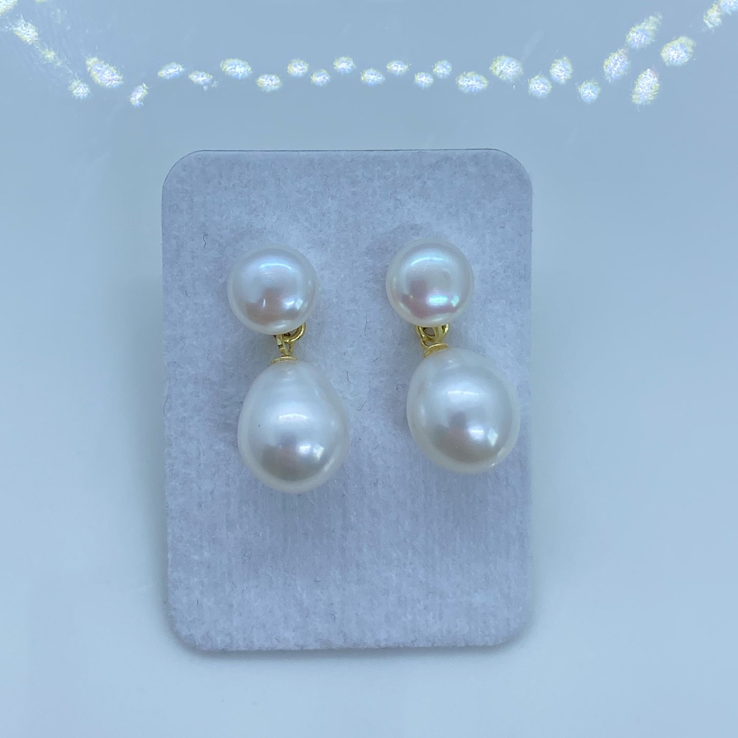 18ct Gold Double Pearl Drop Earrings - John Ross Jewellers