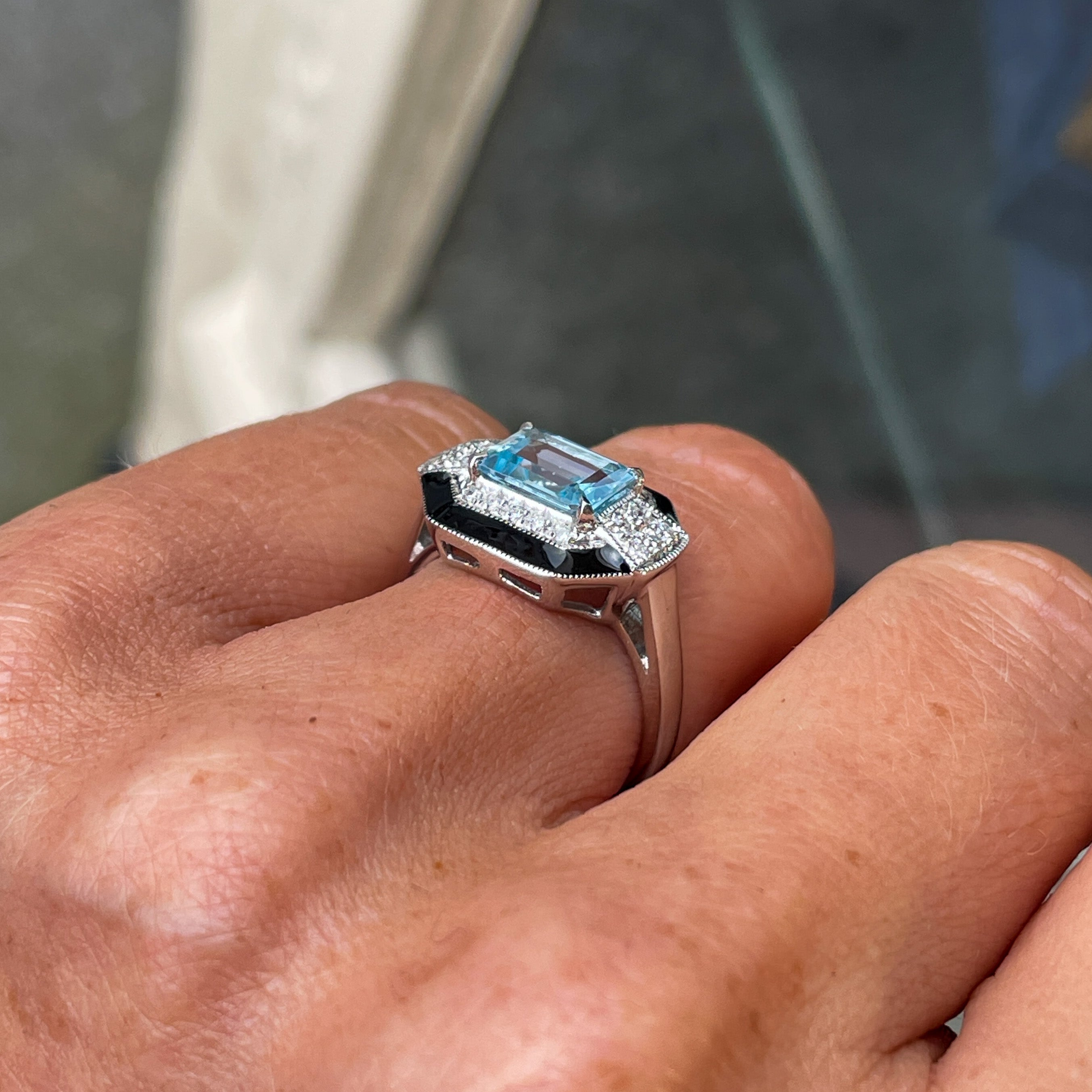 Blue topaz store platinum ring