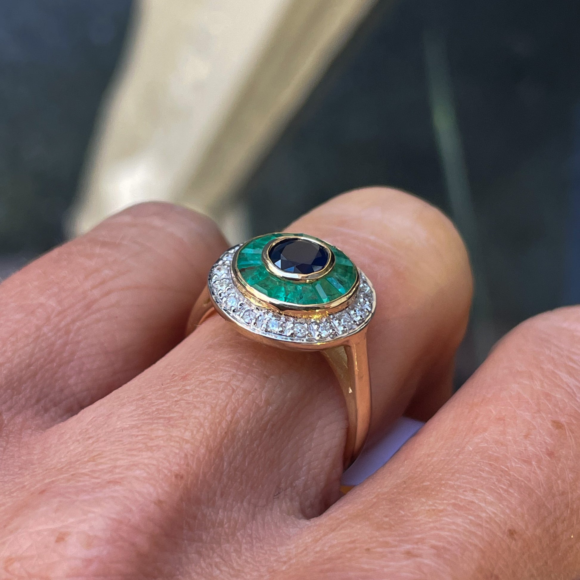 9ct Gold Sapphire, Emerald & Diamond Ring - John Ross Jewellers
