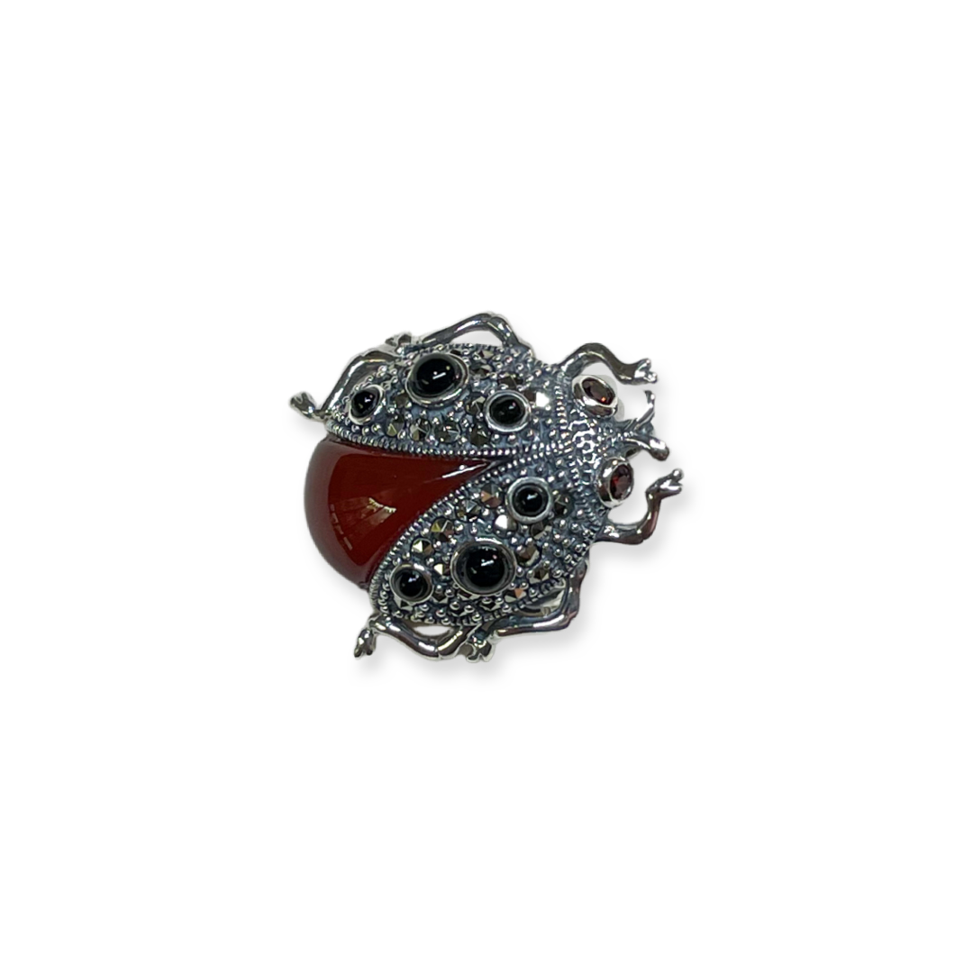 Silver Marcasite Ladybird Brooch - John Ross Jewellers