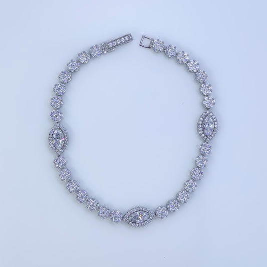 Silver Claw Set CZ & Marquis Line Bracelet - John Ross Jewellers