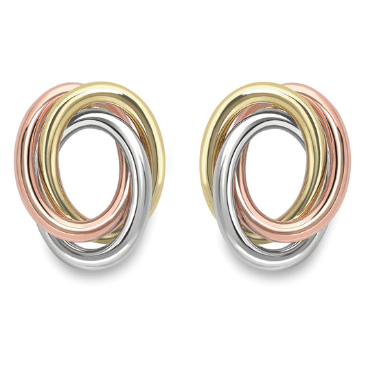 9ct Gold Oval Trinity Knot Earrings - John Ross Jewellers