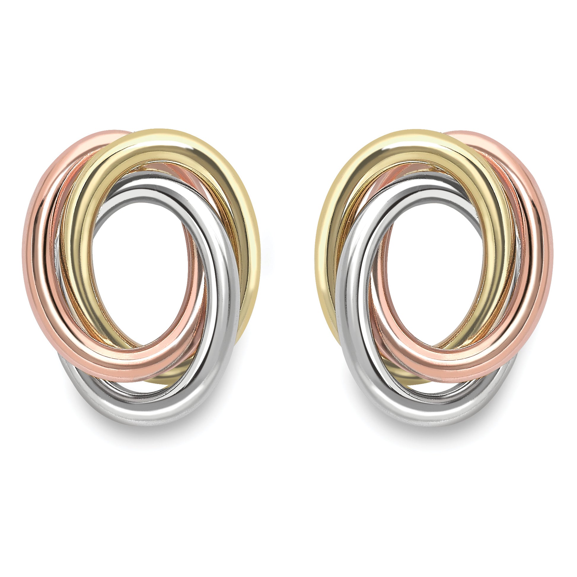 9ct Gold Oval Trinity Knot Earrings - John Ross Jewellers