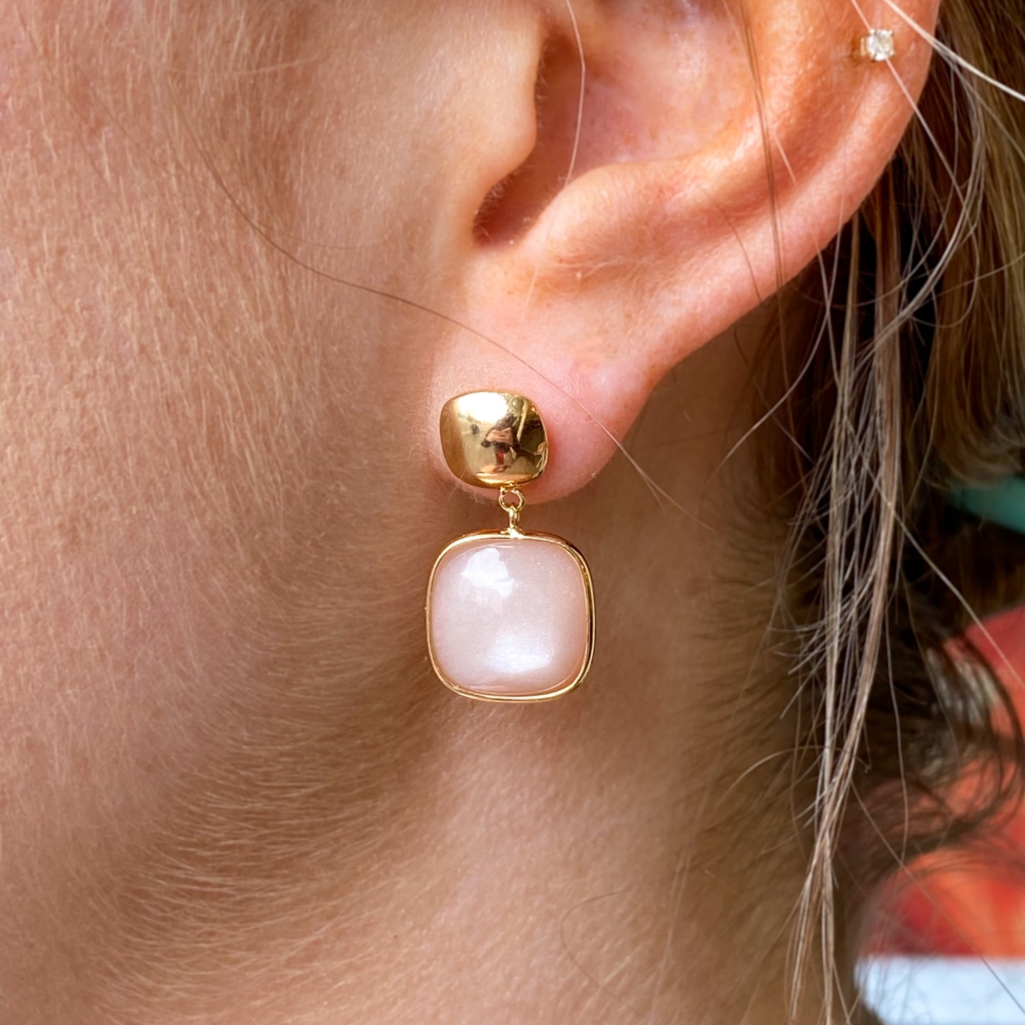 9ct Gold Rose Jade Drop Earrings - John Ross Jewellers