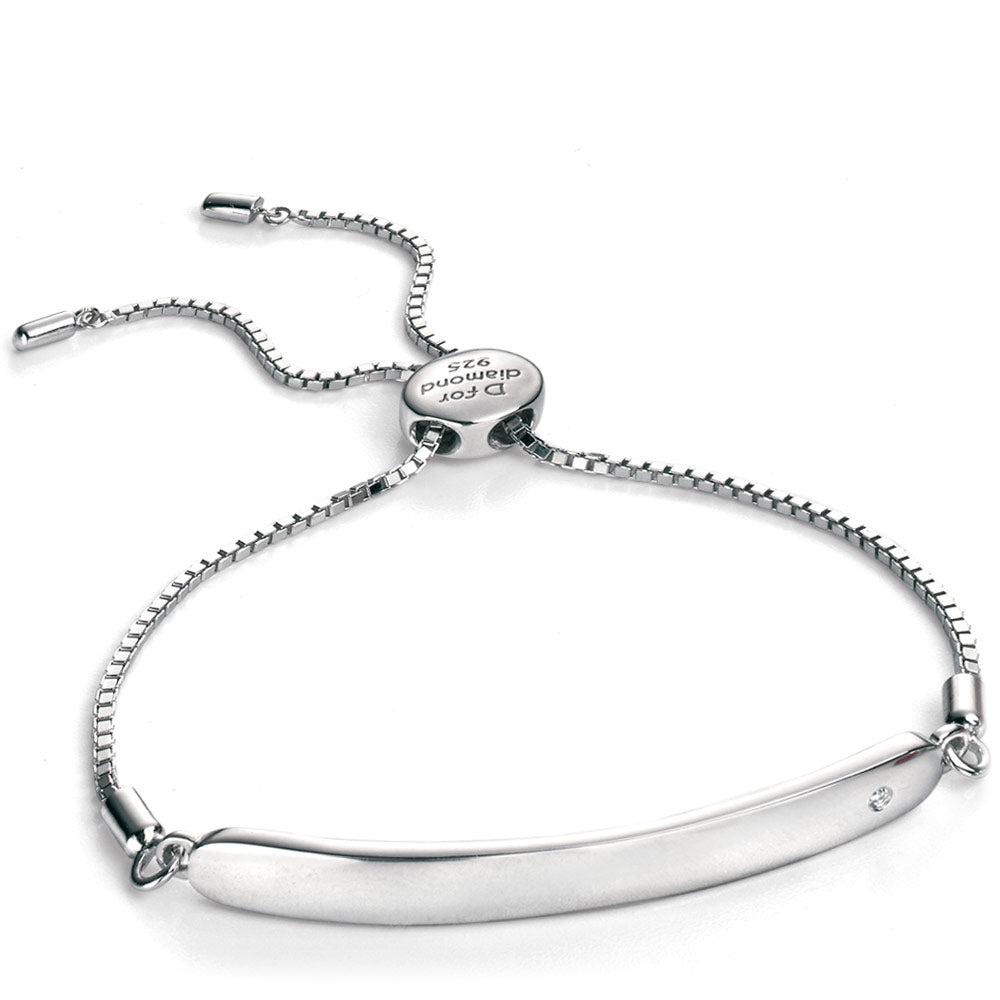 Silver Drawstring Identity Bracelet  - D for Diamond - John Ross Jewellers