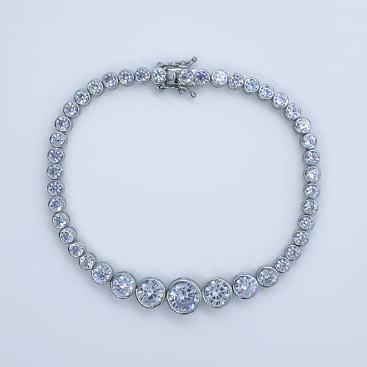 Silver Bezel Set CZ Tennis Bracelet | Graduated - John Ross Jewellers