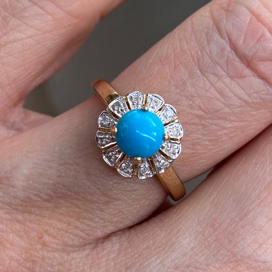 9ct Gold Turquoise & Diamond Ring - John Ross Jewellers