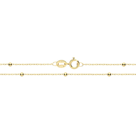 9ct Gold Bead & Chain Necklace - John Ross Jewellers