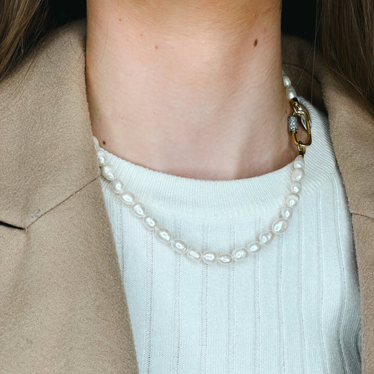 REBECCA Palermo Necklace - Gold & Pearl - John Ross Jewellers