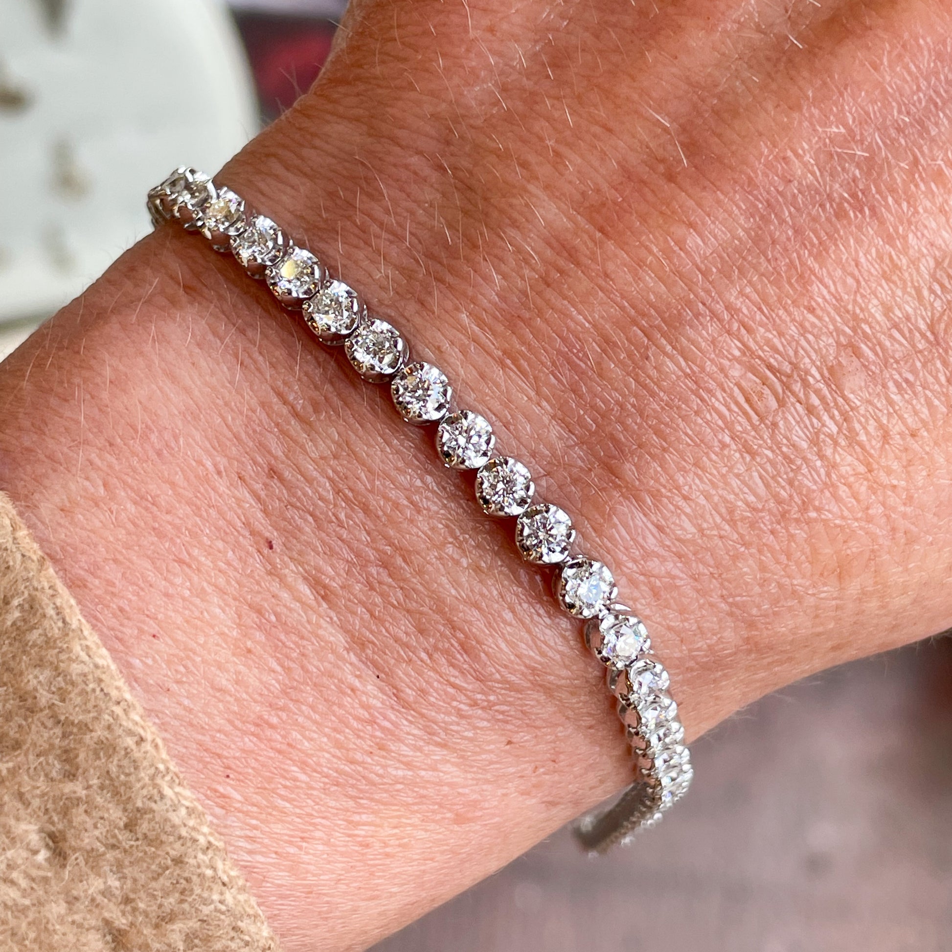 18ct White Gold Diamond Line Bracelet | 4.00ct - John Ross Jewellers