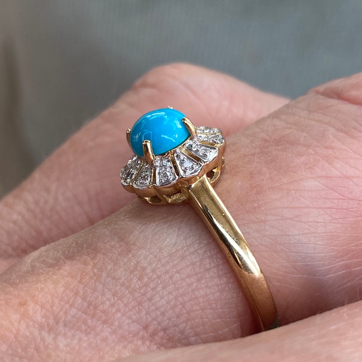 9ct Gold Turquoise & Diamond Ring - John Ross Jewellers