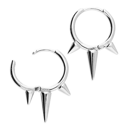 Silver Three Spike Huggie Earrings - John Ross Jewellers