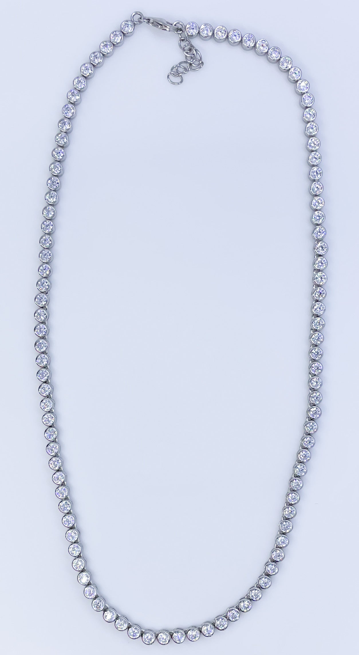 Silver 3mm CZ Bezel Set 16" Line Necklace - John Ross Jewellers