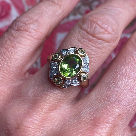 9ct Yellow Gold Peridot & Diamond Ring - John Ross Jewellers