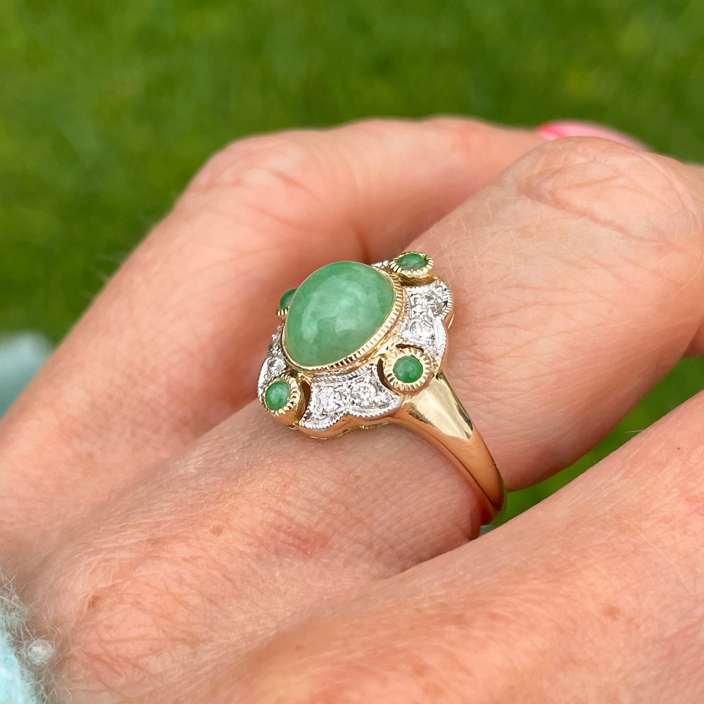 9ct Gold Jade & Diamond Ring - John Ross Jewellers