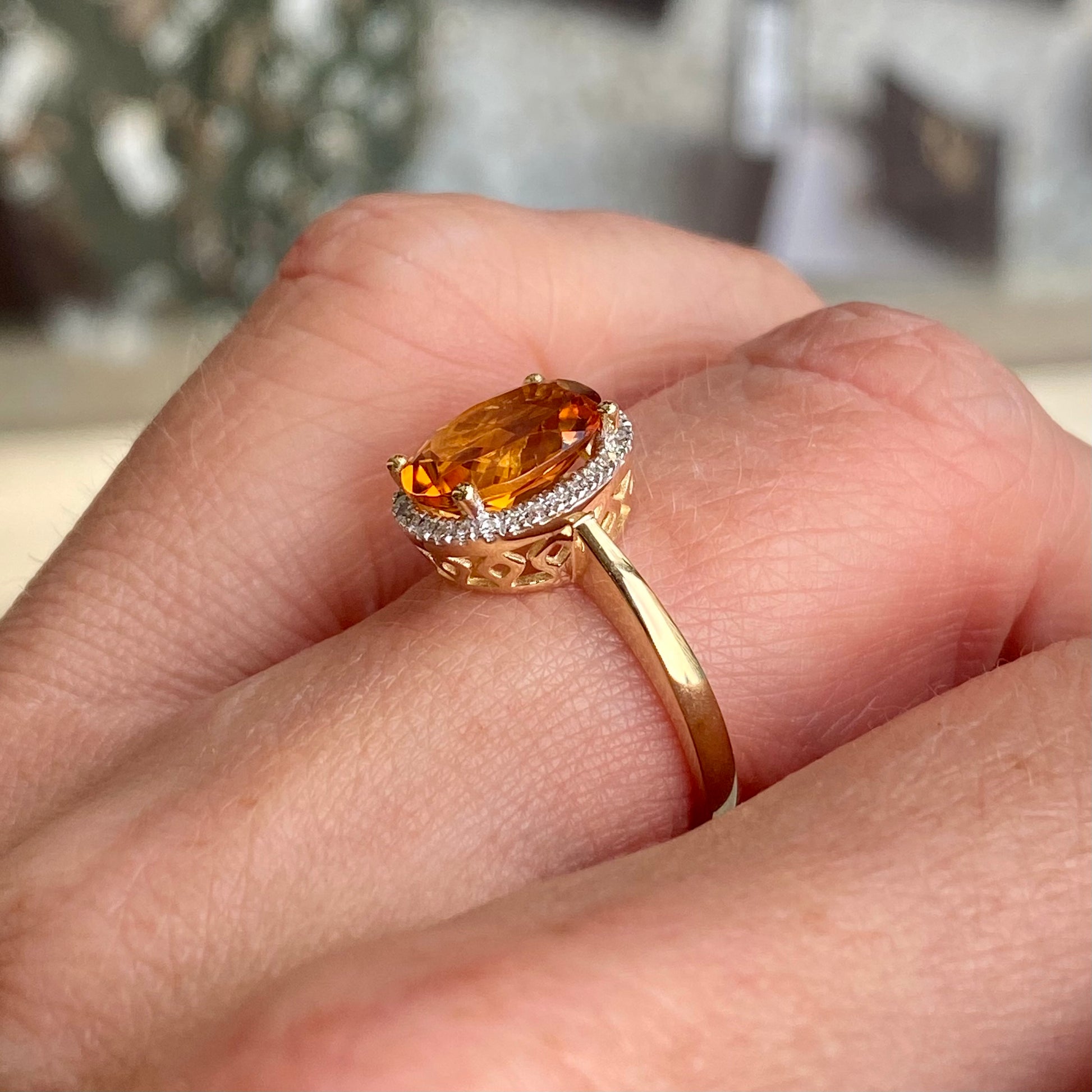 9ct Gold Citrine & Diamond Ring - John Ross Jewellers