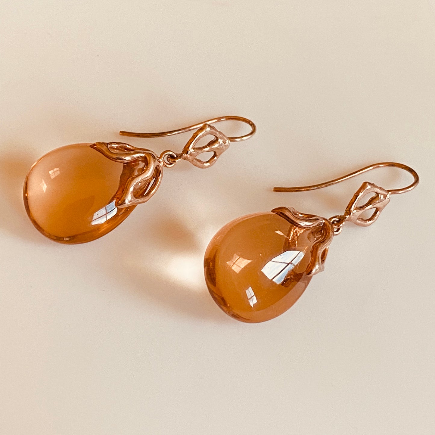 Peachy Quartz Long Drop Earrings - John Ross Jewellers