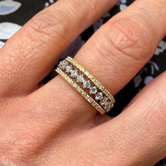 18ct Gold Three Row Diamond Ring - 0.73ct - John Ross Jewellers