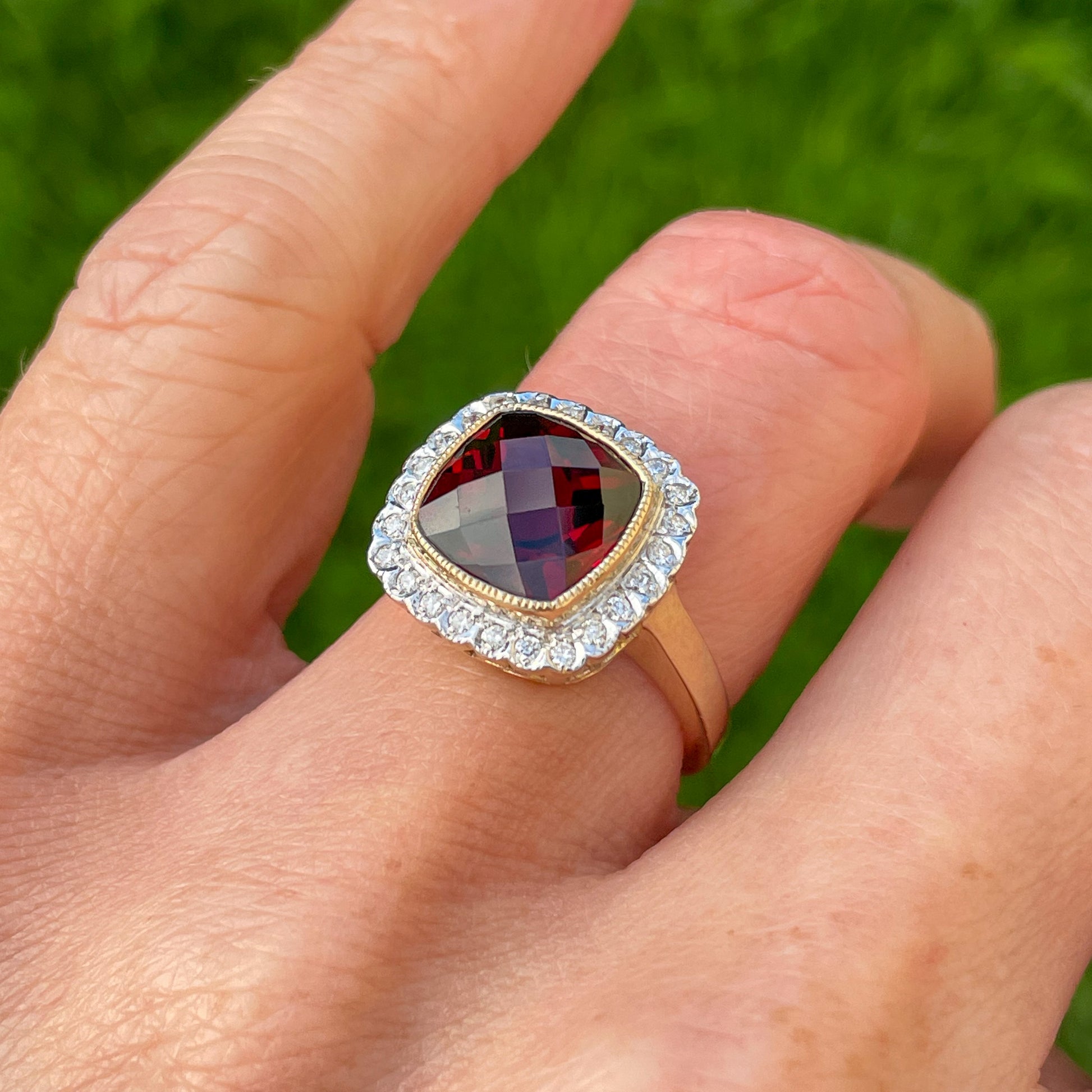 9ct Gold Garnet & Diamond Ring - John Ross Jewellers