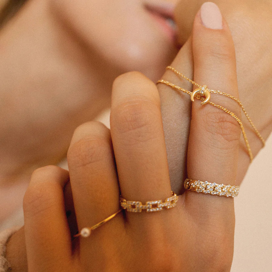 Sunshine CZ Chain Link Ring - John Ross Jewellers