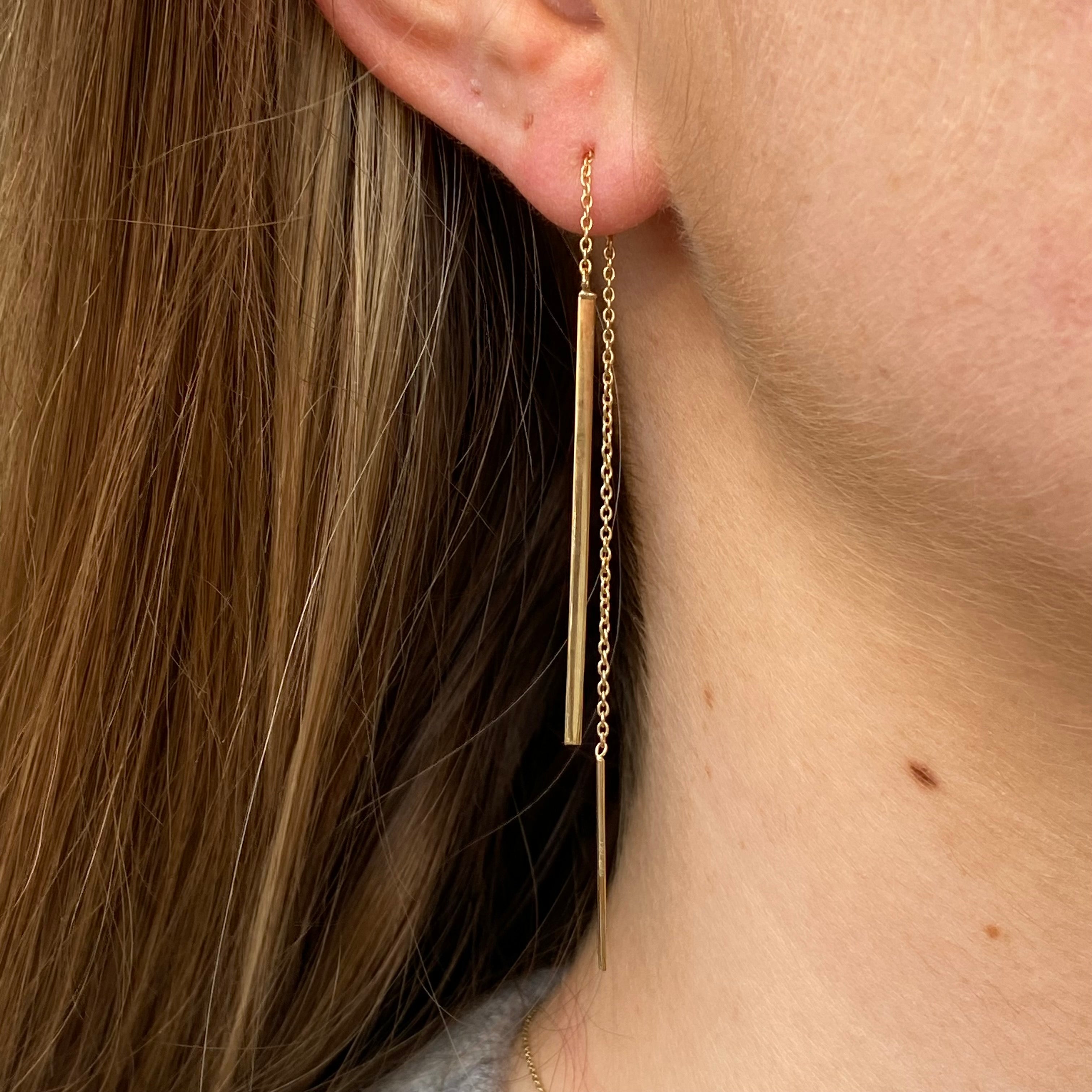 Pull through sale bar earrings