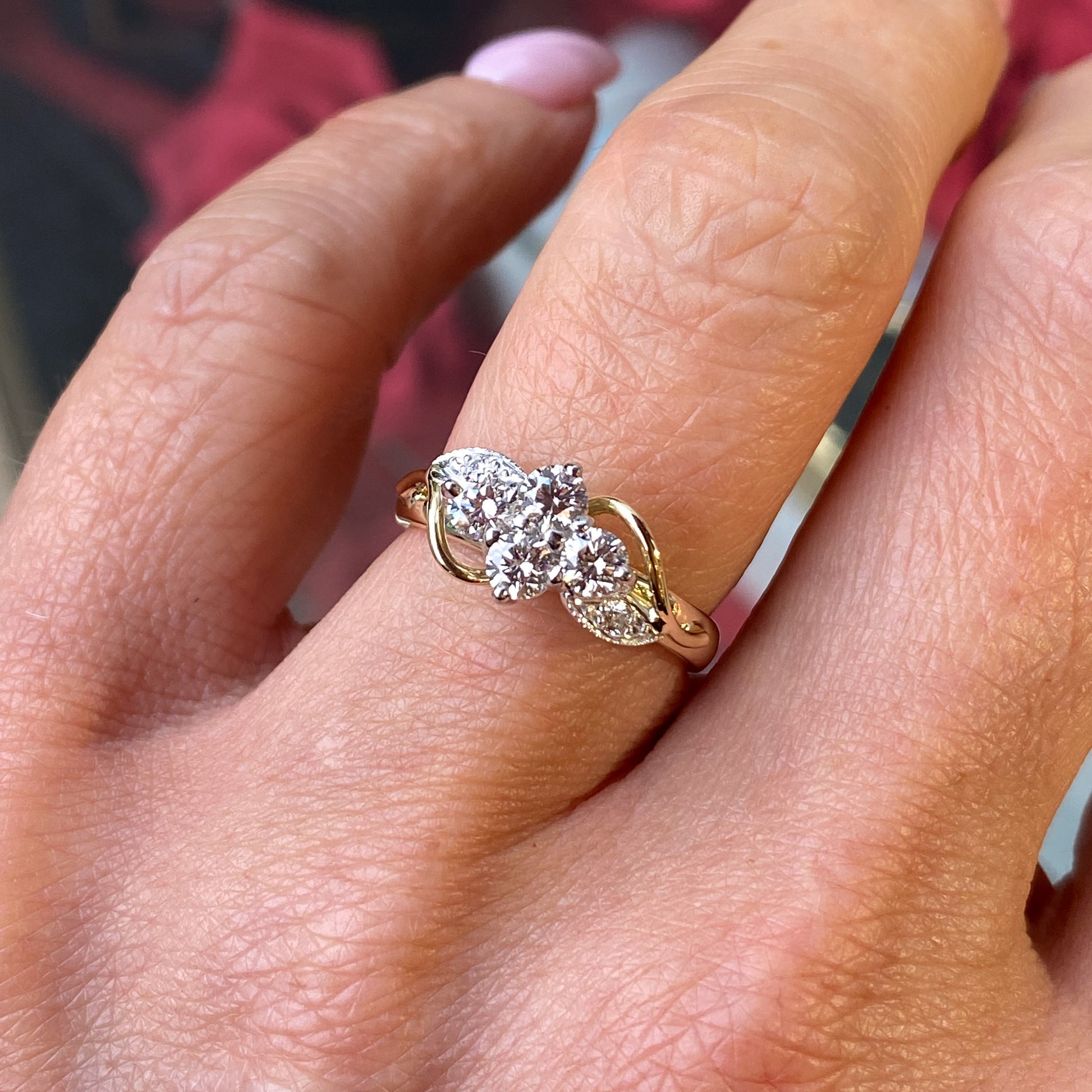 18ct Gold Diamond Boat Cluster Engagement Ring | 0.62ct - John Ross Jewellers