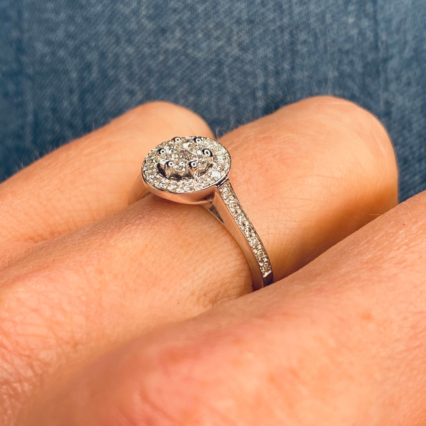 18ct White Gold 0.40ct Diamond Halo Engagement Ring - John Ross Jewellers