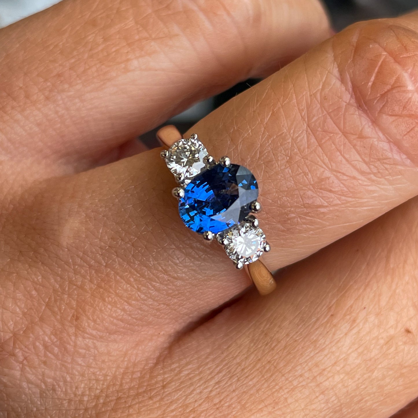 18ct Gold Sapphire & Diamond Engagement Ring | 1.37ct + 0.47ct - John Ross Jewellers