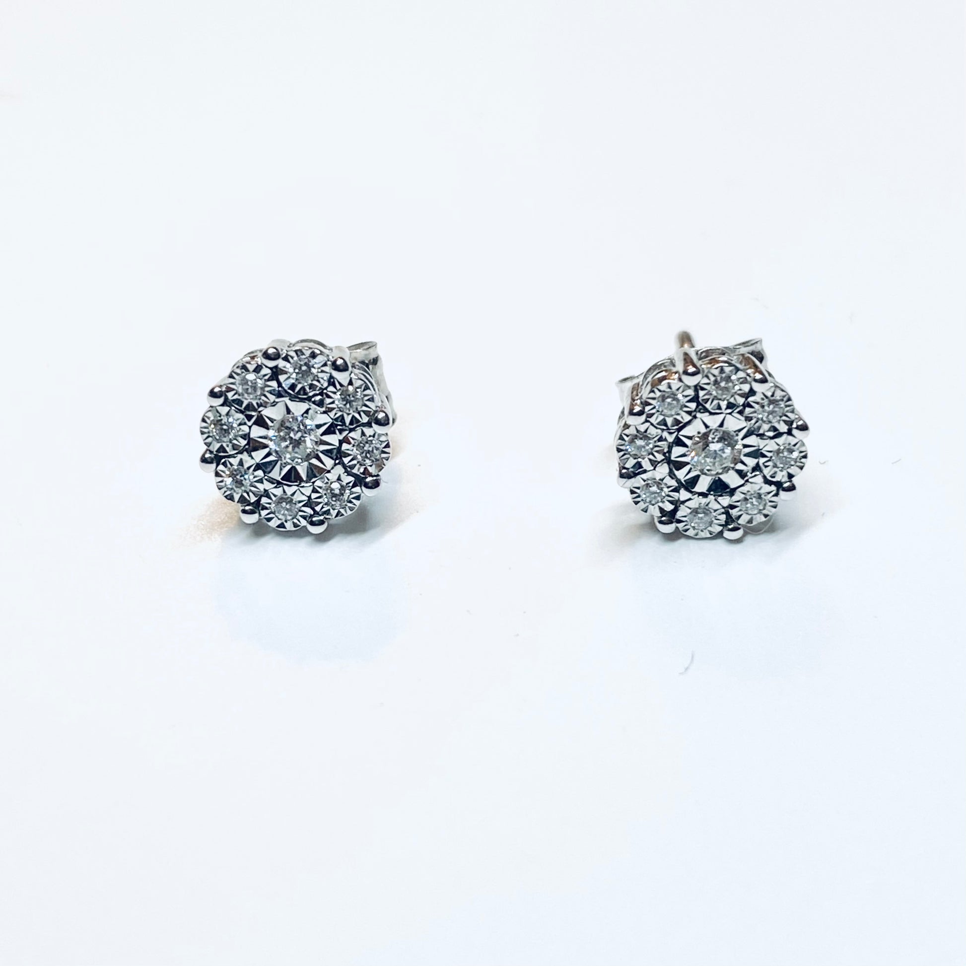 9ct White Gold Diamond Set Earrings - 0.15ct - John Ross Jewellers