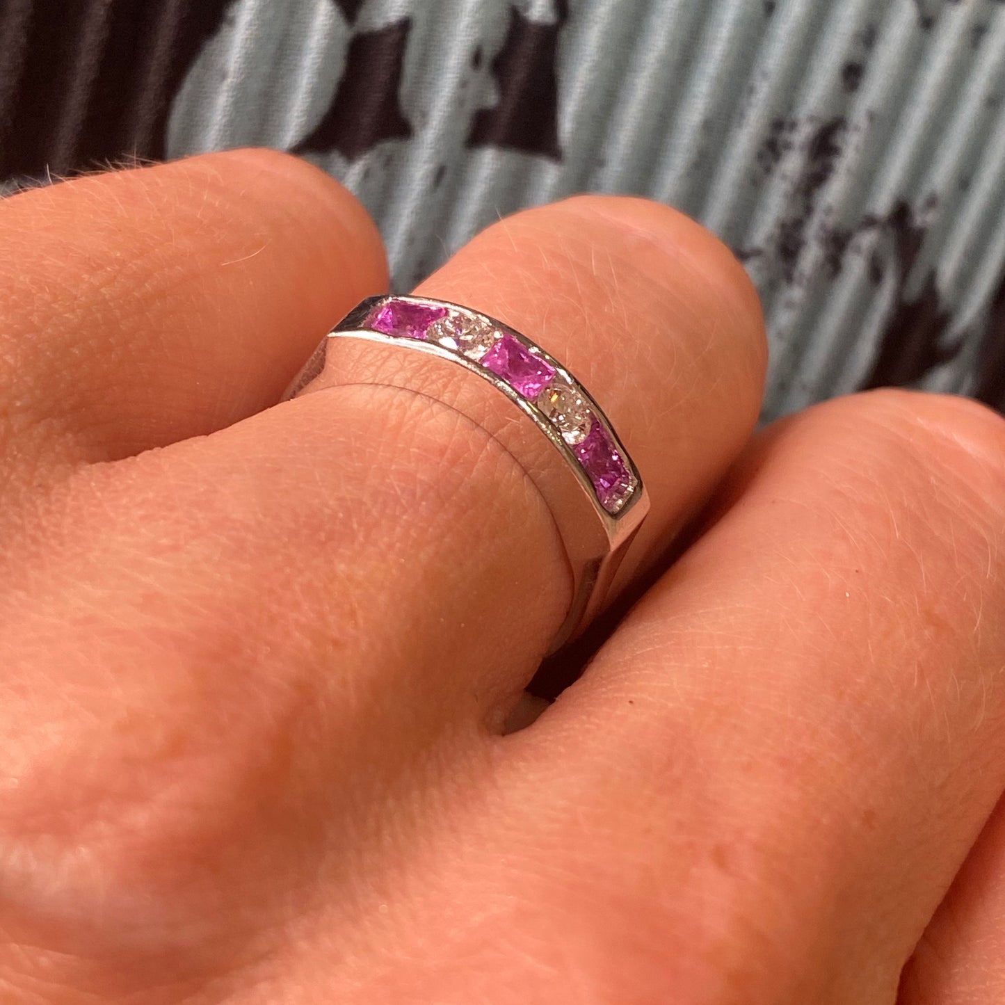 18ct White Gold Pink Sapphire & Diamond Ring - John Ross Jewellers