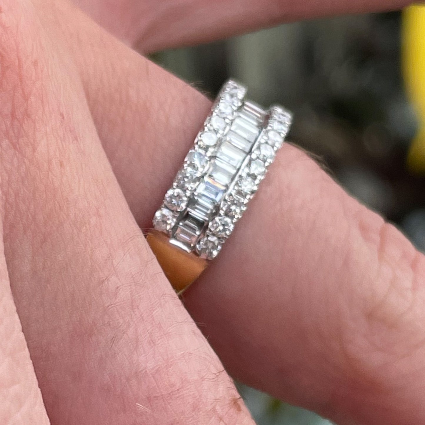 18ct Gold 1.11ct Diamond Cluster Band Ring | Baguettes - John Ross Jewellers