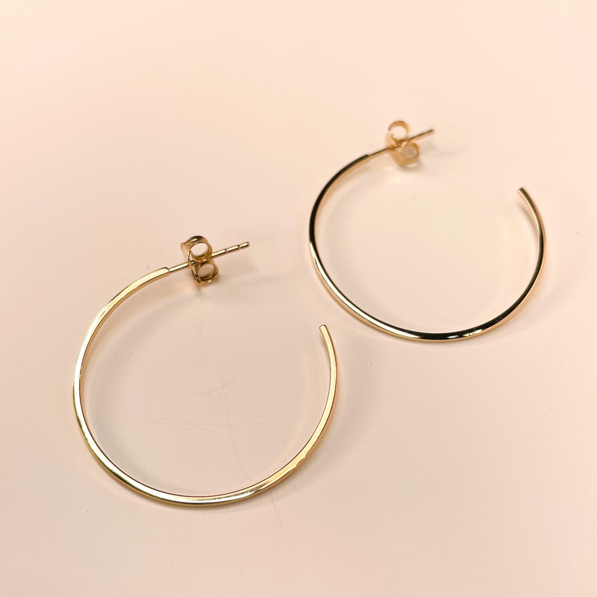 9ct Gold Extra Skinny Hoop Earrings | 32mm - John Ross Jewellers