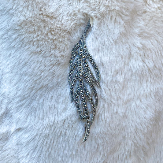 Silver Marcasite Feather Brooch - John Ross Jewellers