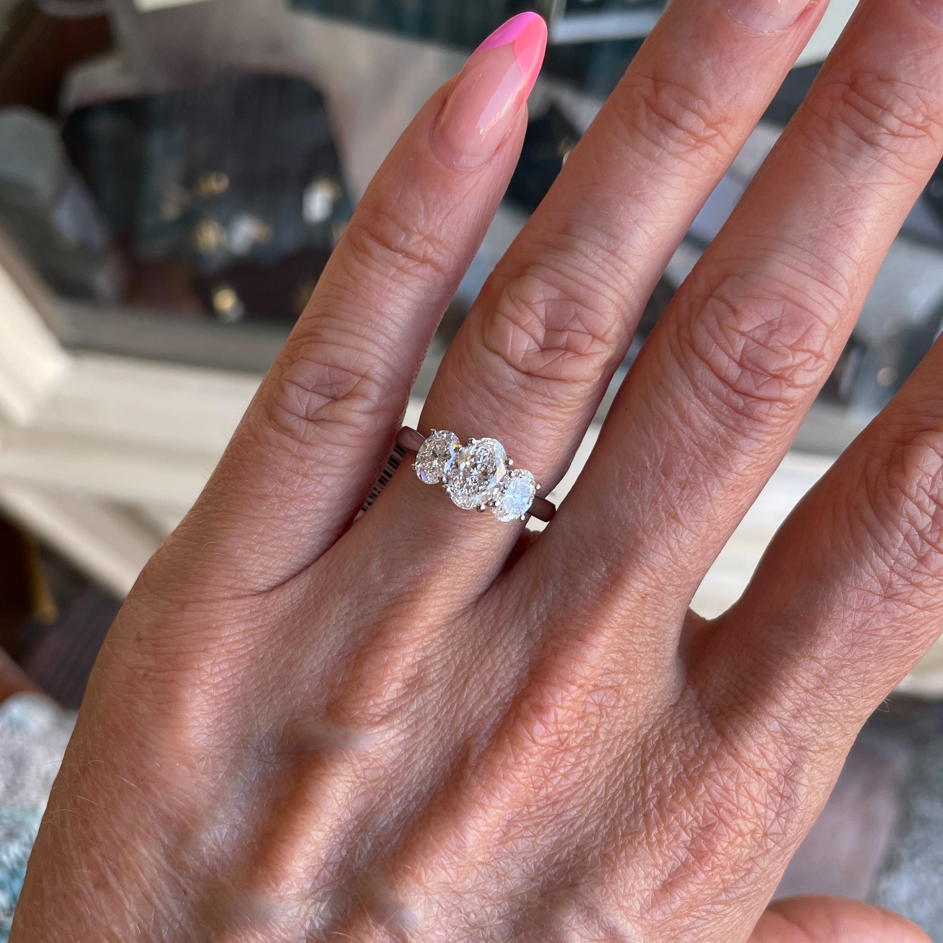 Platinum Trilogy Oval Diamond Ring 2ct Certificated John Ross