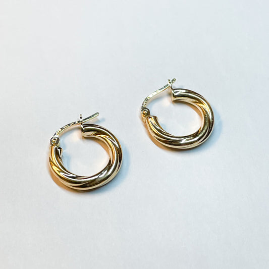 9ct Gold Twist Hoop Earrings | 16mm - John Ross Jewellers