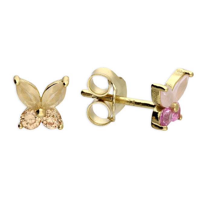 Sunshine Pink Mix Butterfly Stud Earrings - John Ross Jewellers