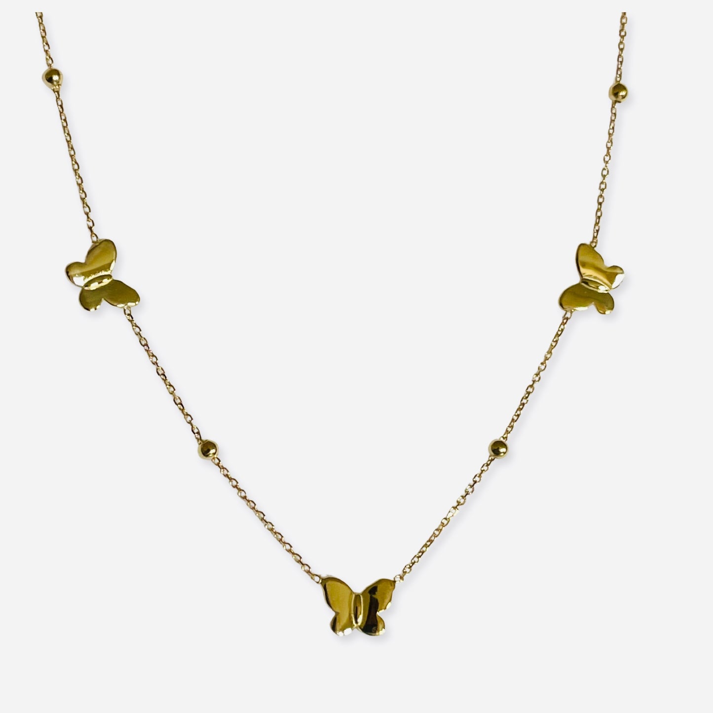 9ct Gold Three Butterflies Necklace - John Ross Jewellers
