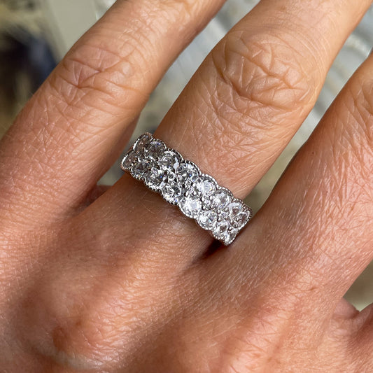 Silver Two Row CZ Ring - John Ross Jewellers