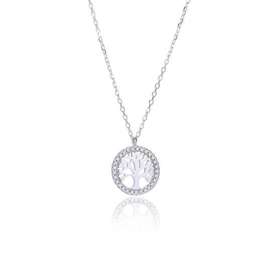 Silver CZ Tree Of Life Choker Necklace - John Ross Jewellers