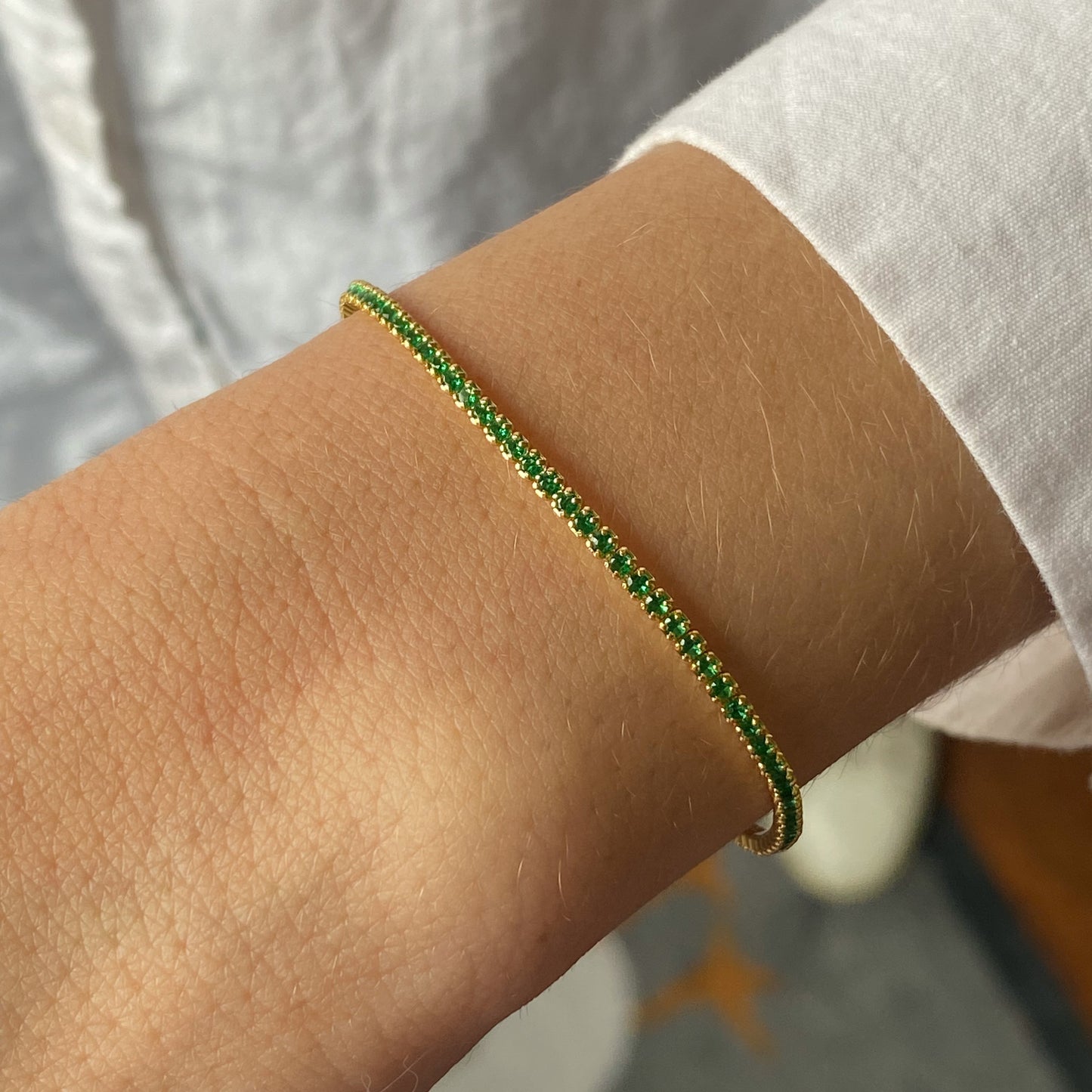 Sunshine Dainty Green CZ Tennis Bracelet - John Ross Jewellers