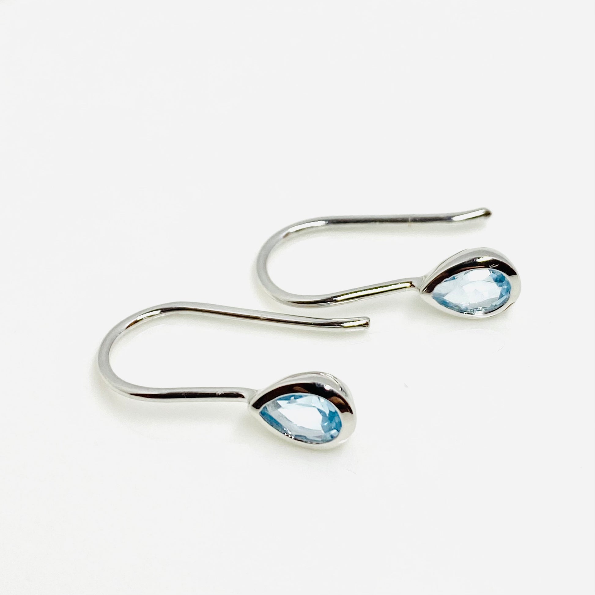 Silver Sky Blue Topaz Pear Drop Earrings - John Ross Jewellers