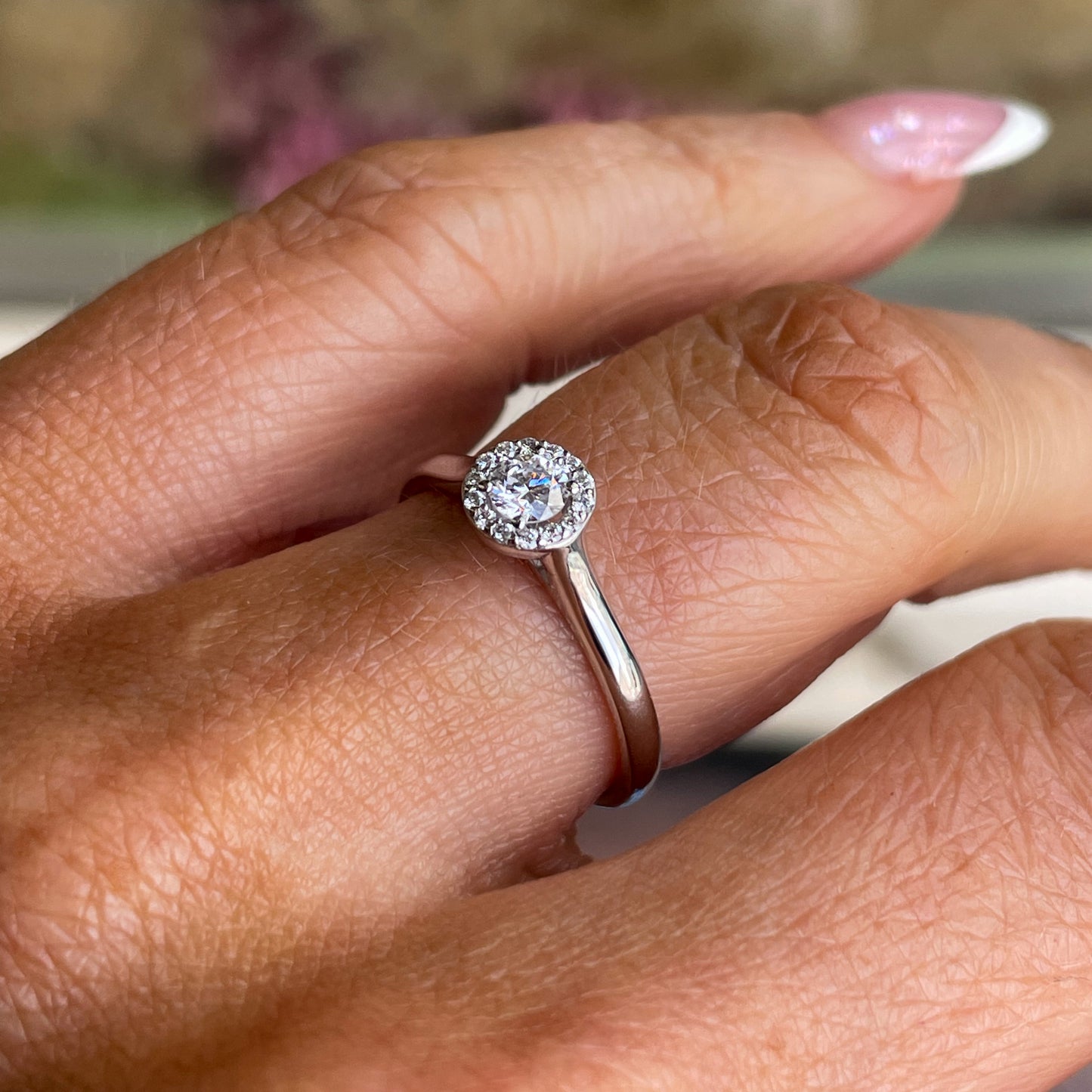 18ct White Gold Diamond Halo Engagement Ring | 0.27ct - John Ross Jewellers