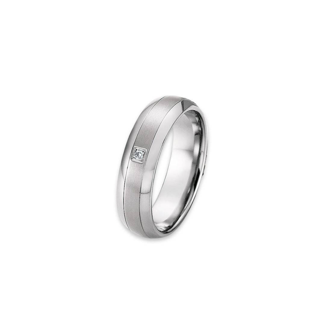 Titanium Diamond Set Wedding Ring | 5.5mm - John Ross Jewellers