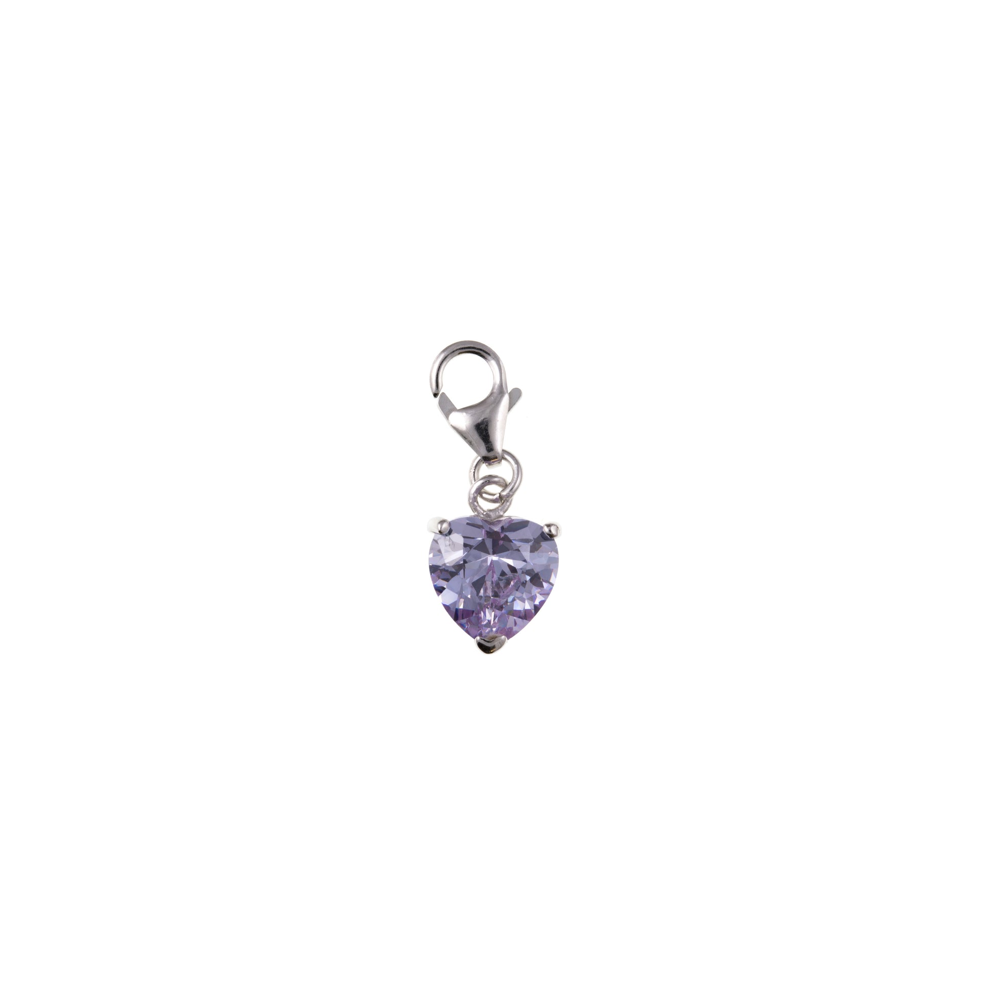 Silver Heart CZ Charm | Lavender - John Ross Jewellers