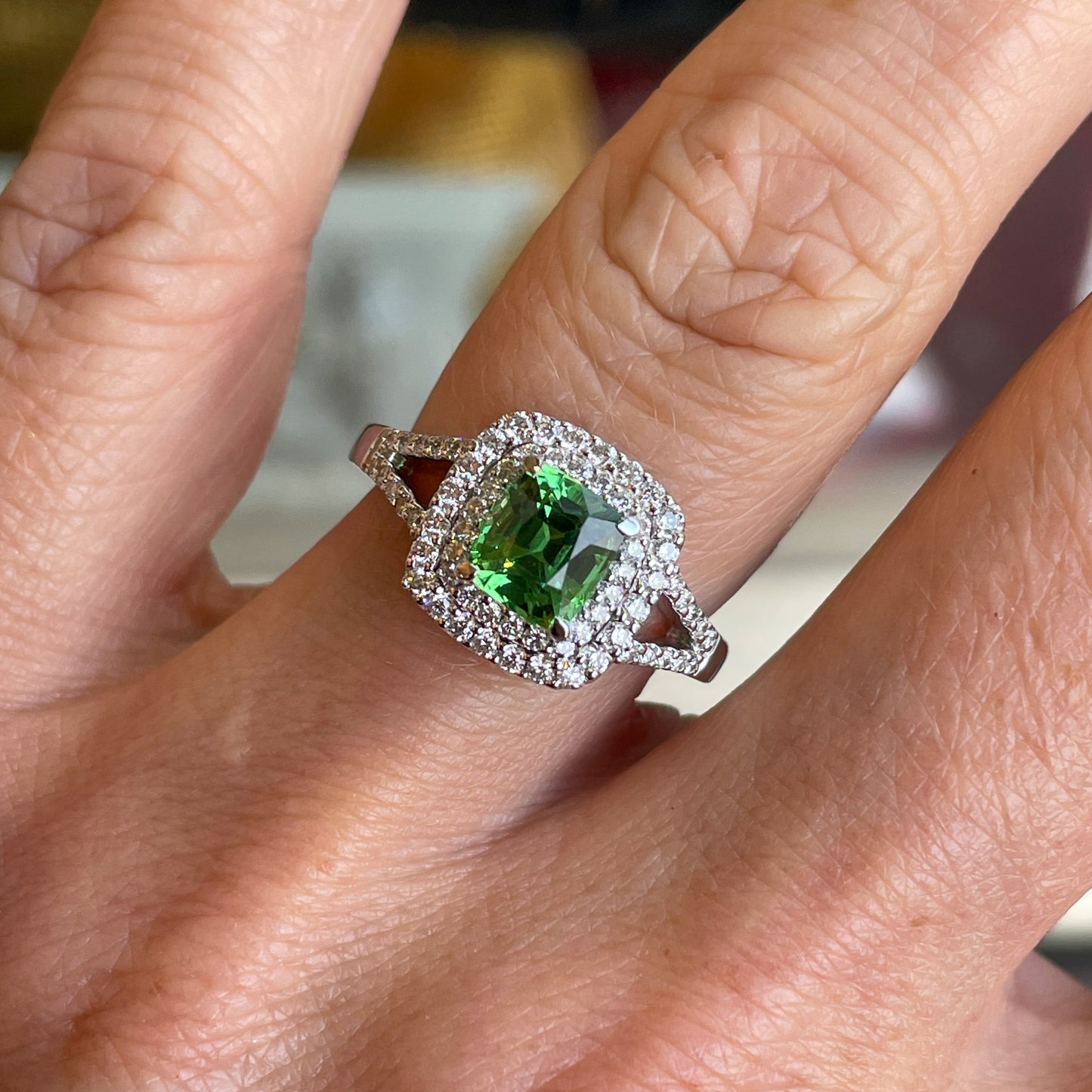 18ct White Gold Tsavorite Garnet & Diamond Ring - John Ross Jewellers