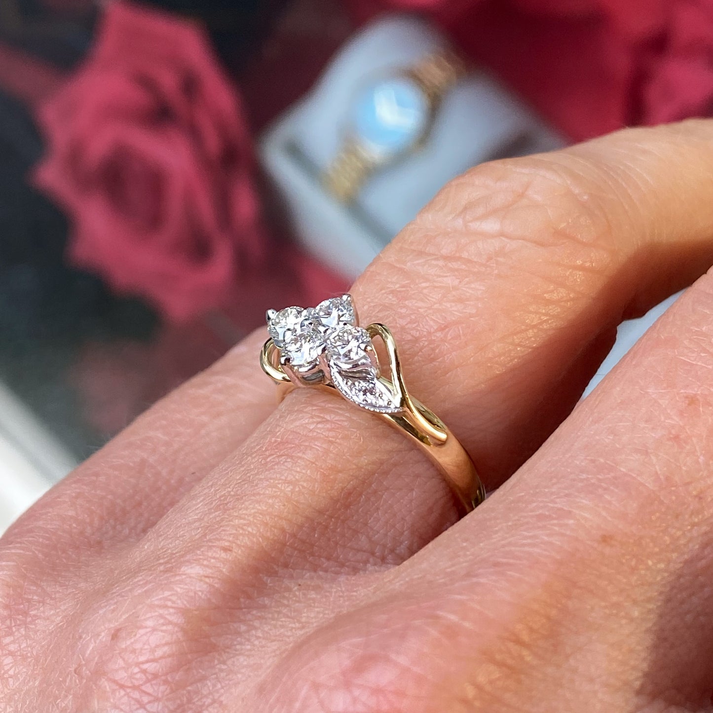 18ct Gold Diamond Boat Cluster Engagement Ring | 0.62ct - John Ross Jewellers