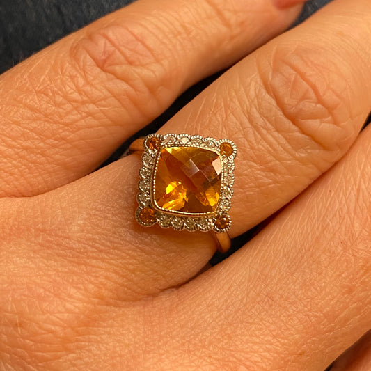 9ct Gold Citrine & Diamond Ring - John Ross Jewellers