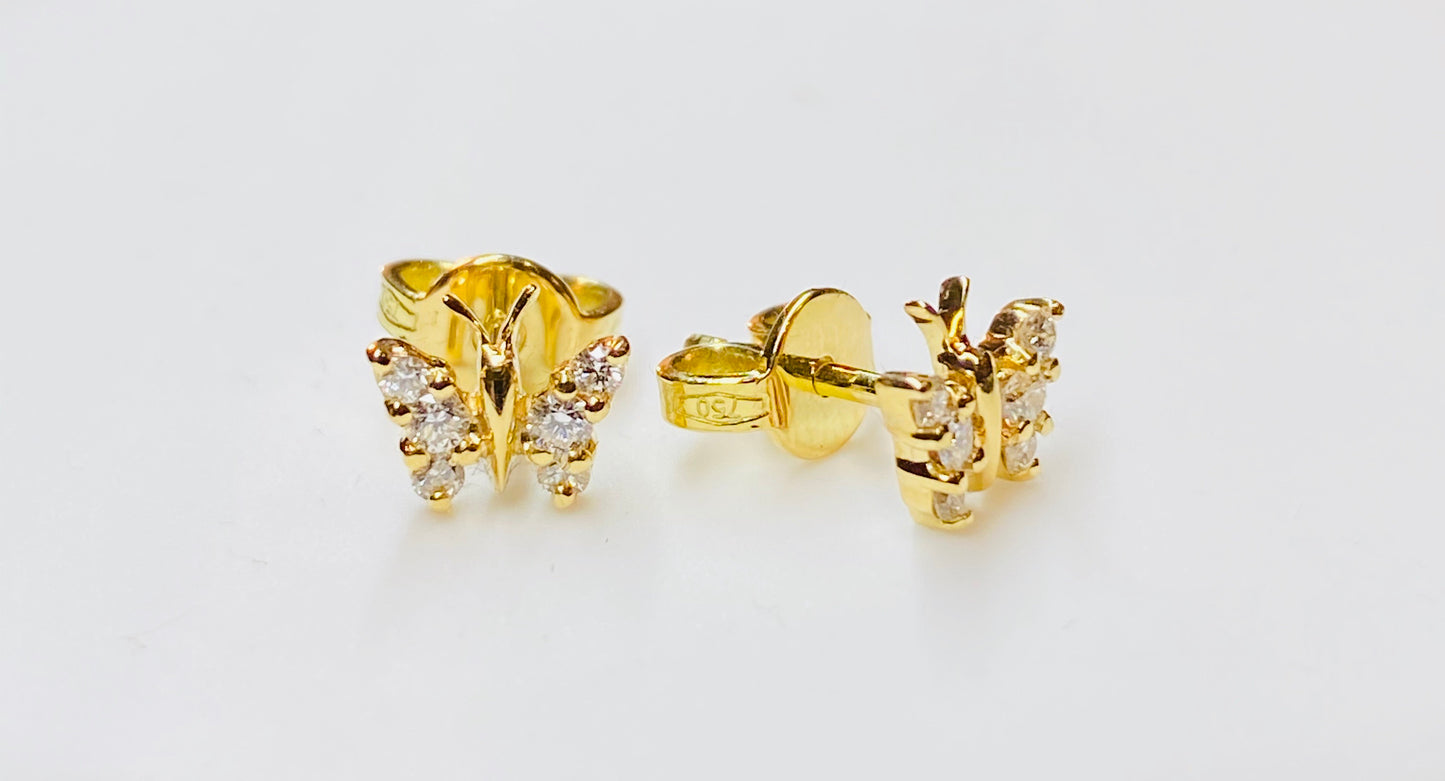 18ct Gold Diamond Butterfly Earrings - 0.19ct - John Ross Jewellers