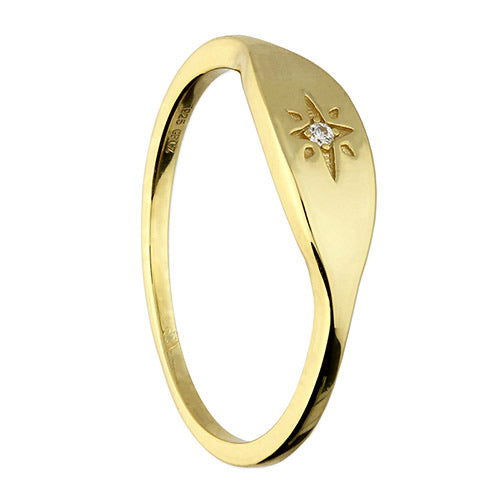 Sunshine CZ Star Signet Ring - John Ross Jewellers